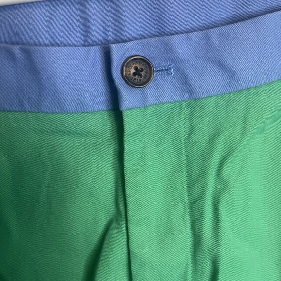 Brooks Brothers 346 Golf Pants Actual 35x30 Blue Green Colorblock Chino - Picture 2 of 8